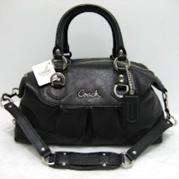 Coach Ashley Leather Black 2 way Bag Satchel nwot - Picture 1 of 13